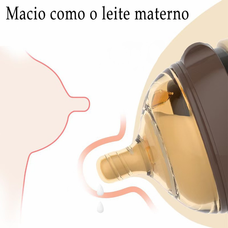 Mamadeira Anti-cólica 150ml/240ml | Silicone Grau Alimentício + Resistente a -20°C~120°C | 0-36 Meses